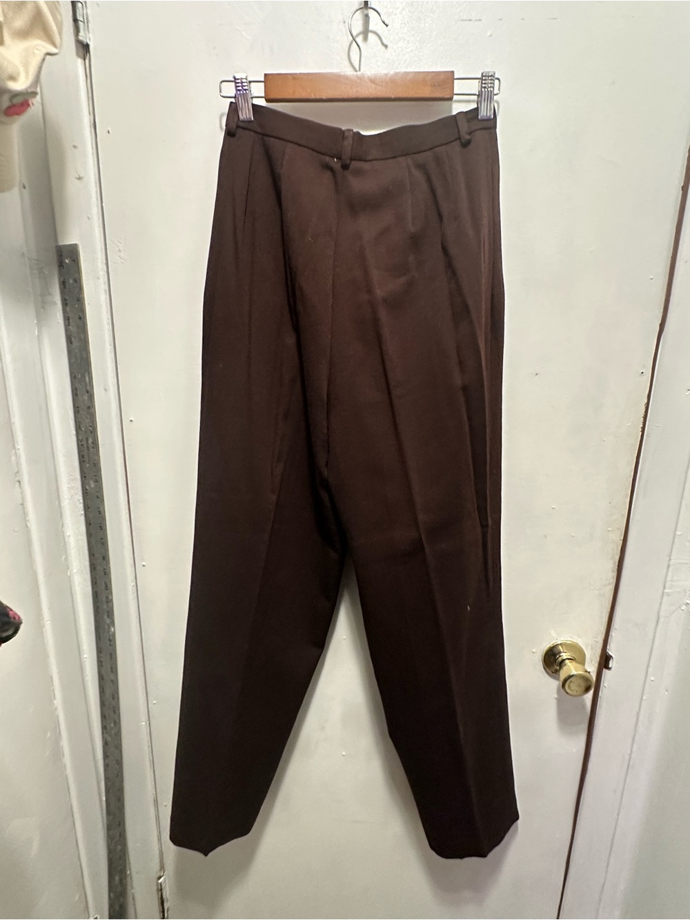 Vintage Kenzo Studio 100% Wool Brown High-Waisted Trouser Pants Size 8 - Picture 7 of 7